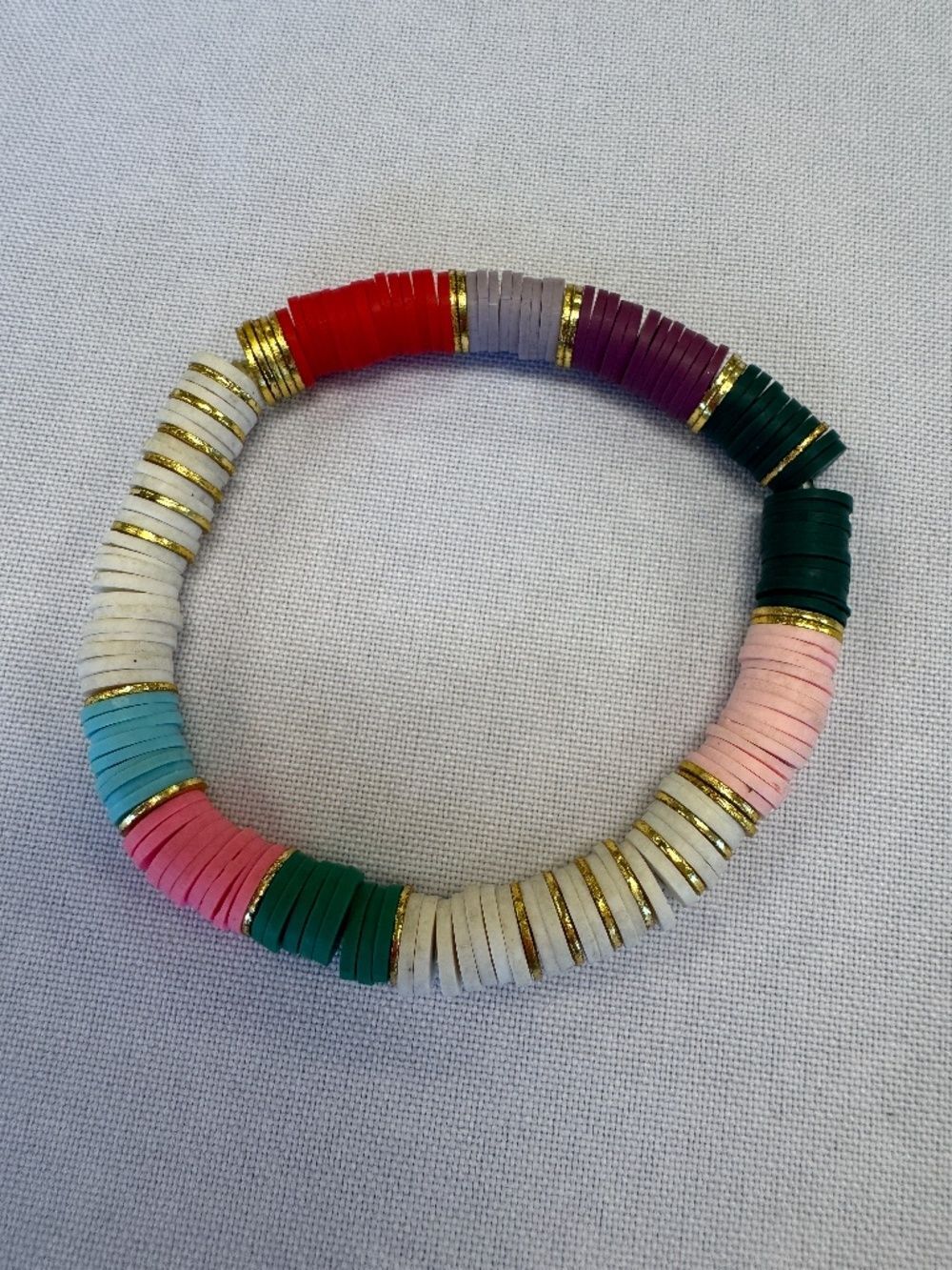 Heishi Multicolored with Gold Stretch Stackable Bracelet